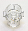 Female non-vented cap, clear. Material: Polycarbonate. Model 1113